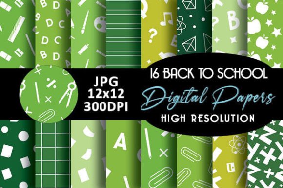 Download Green Back to School Digital Papers - School digital papers Collection