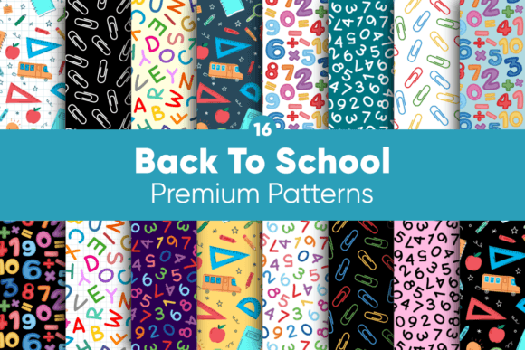 Download Back to School Digital Papers Patterns - School digital papers Collection