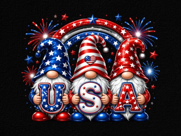 Download Patriotic USA Gnomes 4th of July PNG - Patriotic Collection