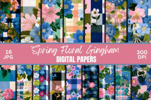 Download Spring Floral Gingham Backgrounds Paper - Gingham backgrounds Collection