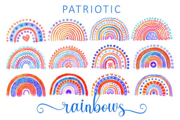 Download Patriotic Watercolor July Fourth Rainbow - Patriotic Collection