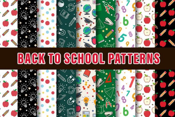 Download Back to School Digital Papers Patterns - School digital papers Collection