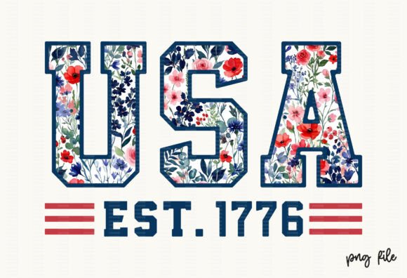 Download Floral USA Est 1776 Patriotic PNG - Patriotic Collection