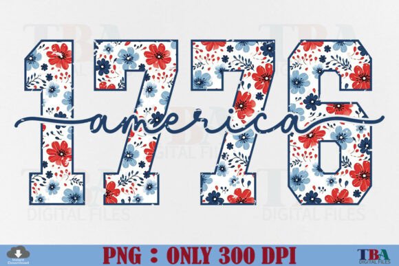 Download Floral America 1776 PNG, Patriotic USA - Patriotic Collection