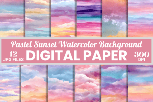 Download Pastel Sunset Watercolor Background Pack - Background pack Collection